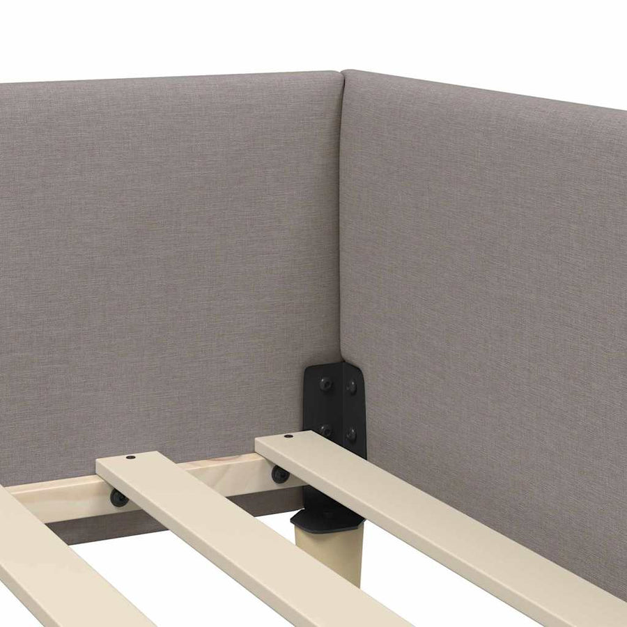 Hoek Bed Frame Taupe 100 x 200 cm Stof en Geengineerd Hout