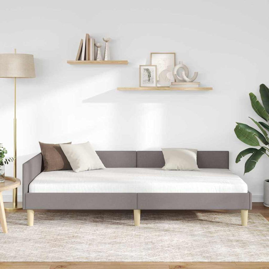 Hoek Bed Frame Taupe 100 x 200 cm Stof en Geengineerd Hout