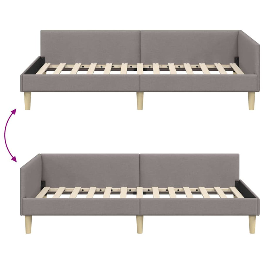 Hoek Bed Frame Taupe 100 x 200 cm Stof en Geengineerd Hout