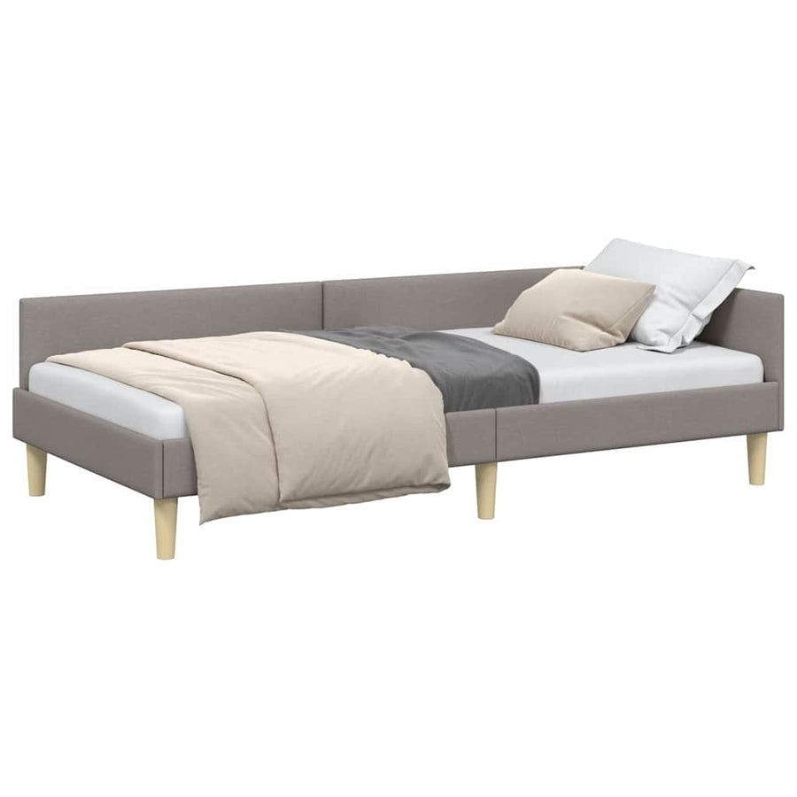 Hoek Bed Frame Taupe 100 x 200 cm Stof en Geengineerd Hout