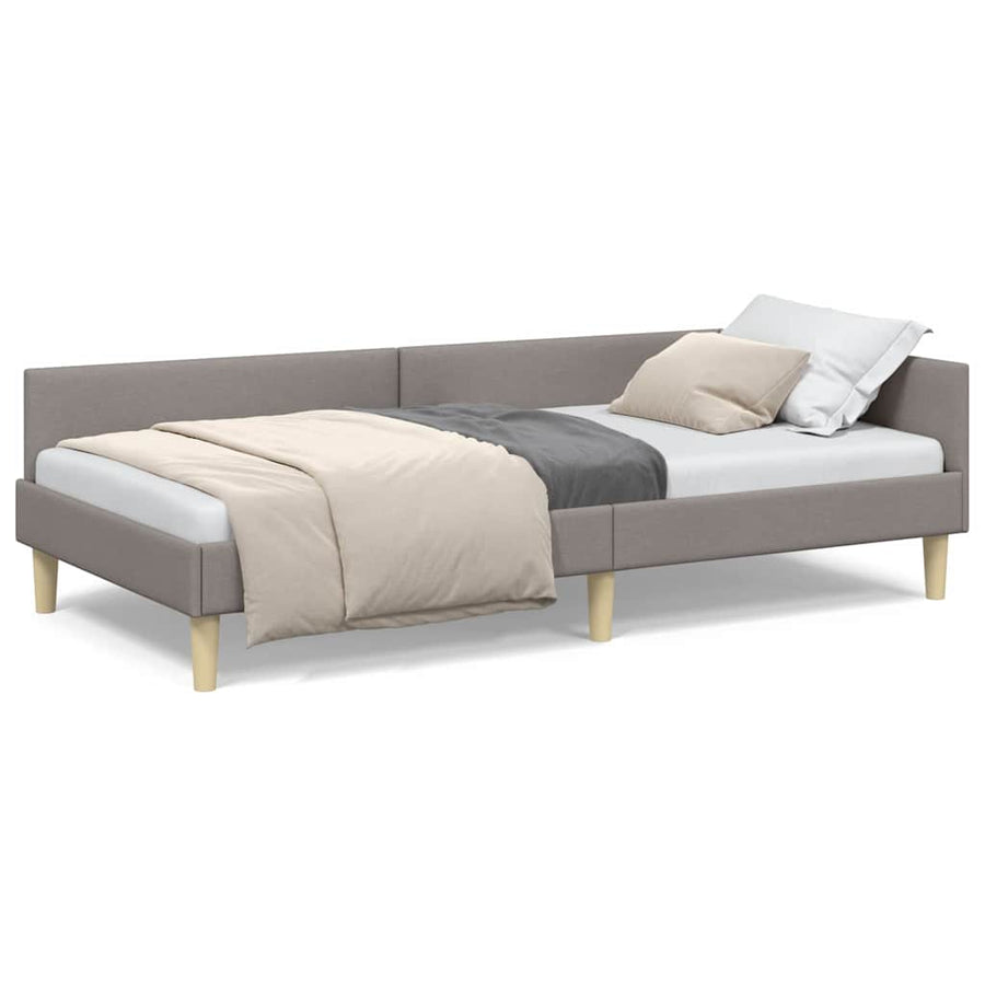 Hoek Bed Frame Taupe 100 x 200 cm Stof en Geengineerd Hout