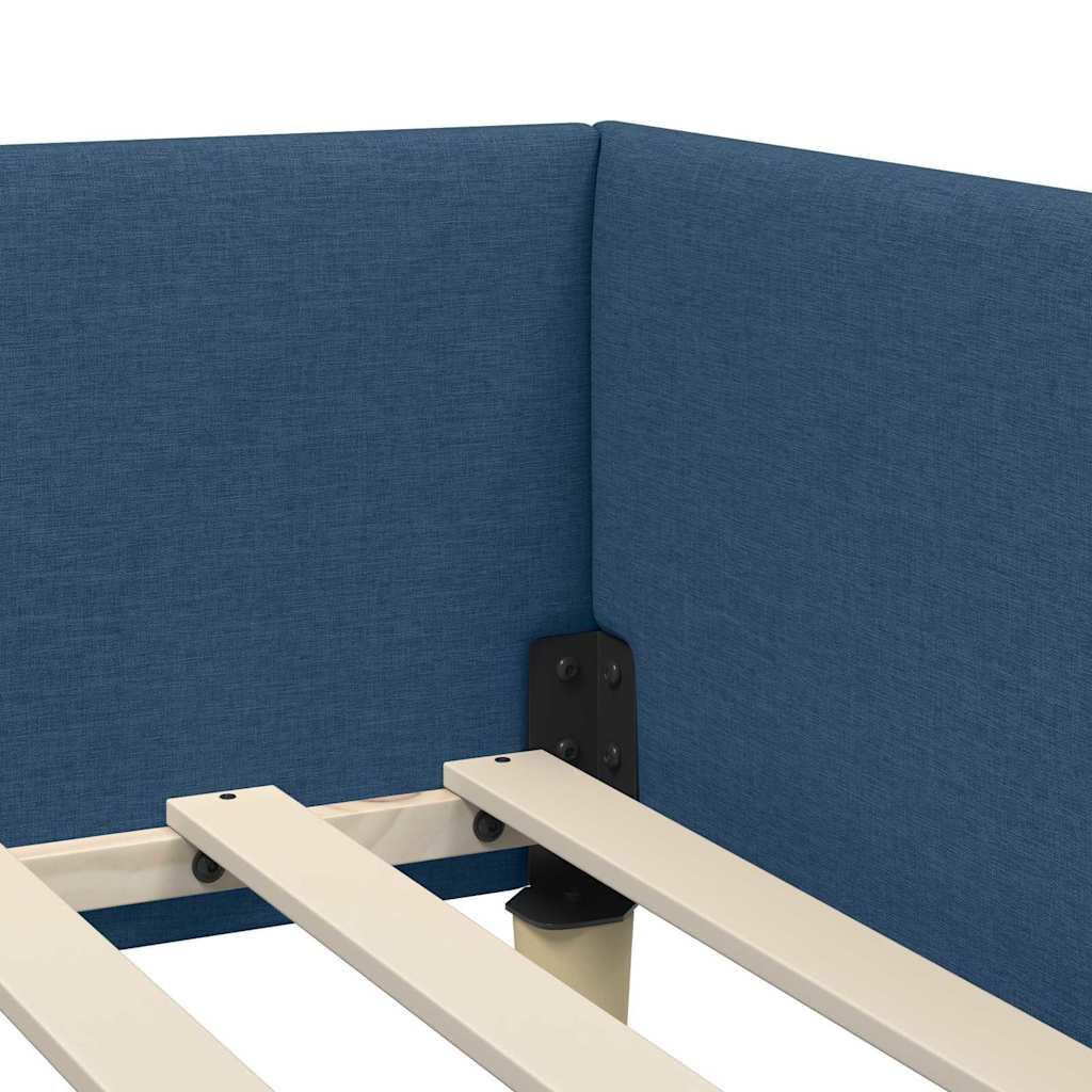 Hoek Bed Frame Blauw 100 x 200 cm Stof en Geengineerd Hout