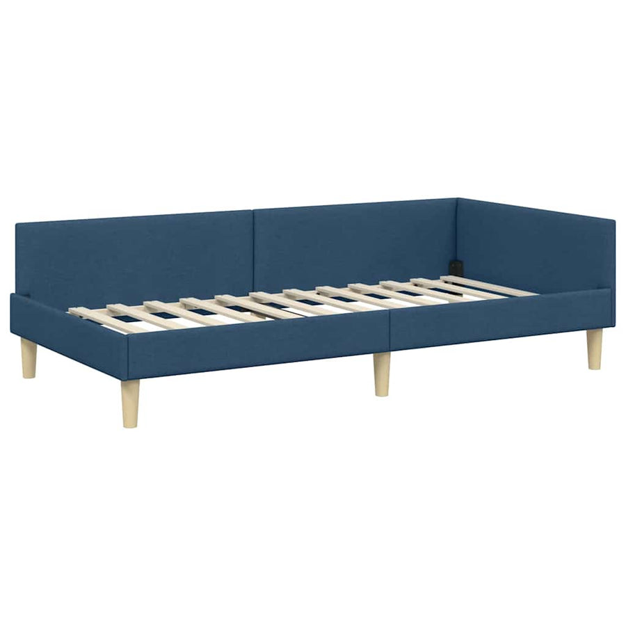 Hoek Bed Frame Blauw 100 x 200 cm Stof en Geengineerd Hout