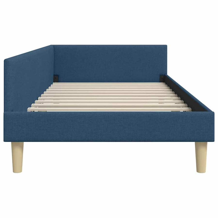 Hoek Bed Frame Blauw 100 x 200 cm Stof en Geengineerd Hout