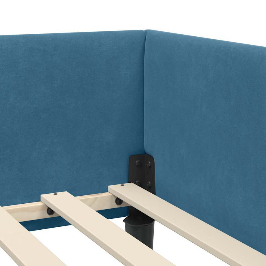 Hoekbedframe Blauw 80 x 200 cm Velvet en Engineered hout