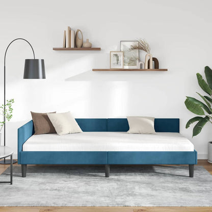 Hoekbedframe Blauw 80 x 200 cm Velvet en Engineered hout