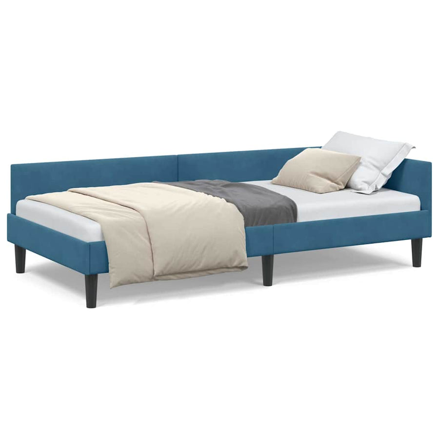 Hoekbedframe Blauw 80 x 200 cm Velvet en Engineered hout