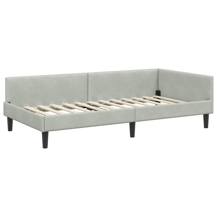 Hoekbedframe Lichtgrijs 80 x 200 cm Velvet en Engineered hout