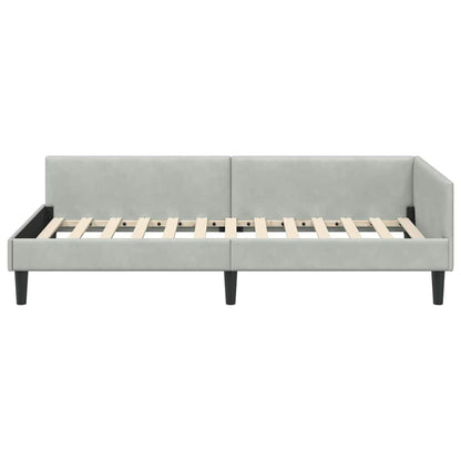 Hoekbedframe Lichtgrijs 80 x 200 cm Velvet en Engineered hout