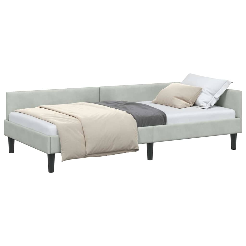 Hoekbedframe Lichtgrijs 80 x 200 cm Velvet en Engineered hout