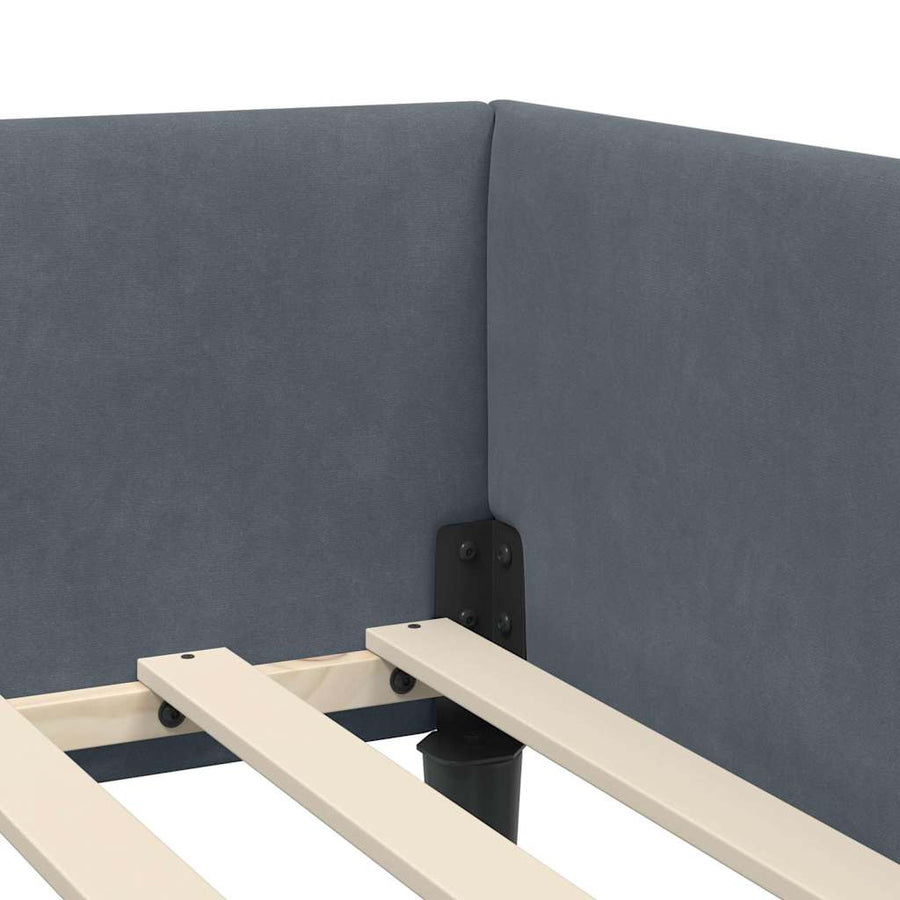 Hoekbedframe Donkergrijs 80 x 200 cm Velvet en Engineered hout