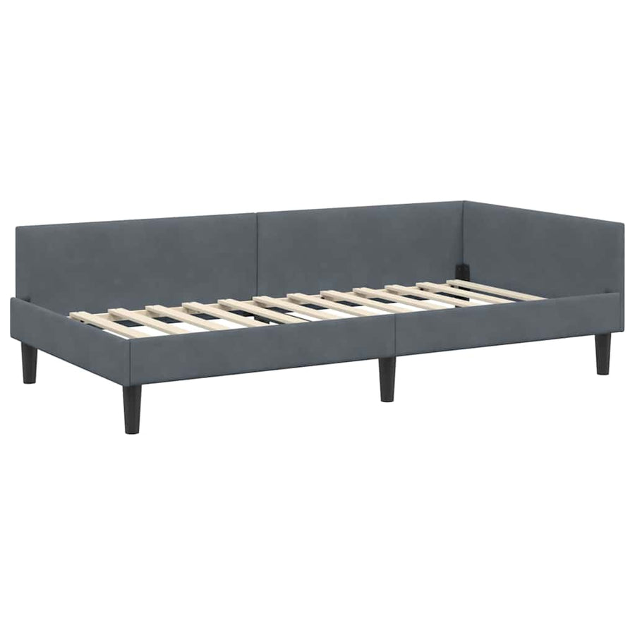Hoekbedframe Donkergrijs 80 x 200 cm Velvet en Engineered hout