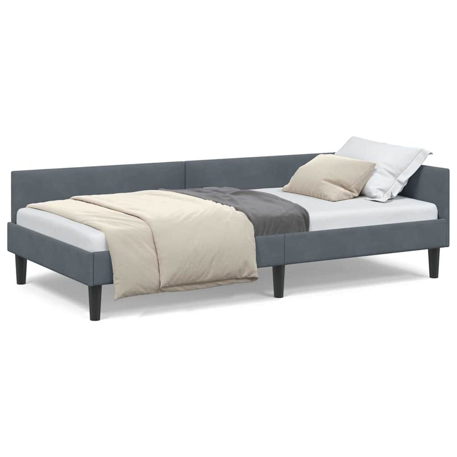 Hoekbedframe Donkergrijs 80 x 200 cm Velvet en Engineered hout