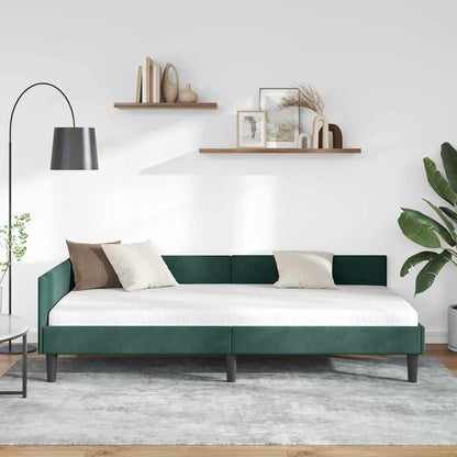Hoekbedframe Donkergroen 80 x 200 cm Velvet en Engineered hout