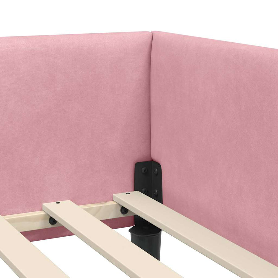 Hoekbedframe Roze 80 x 200 cm Velvet en Engineered hout
