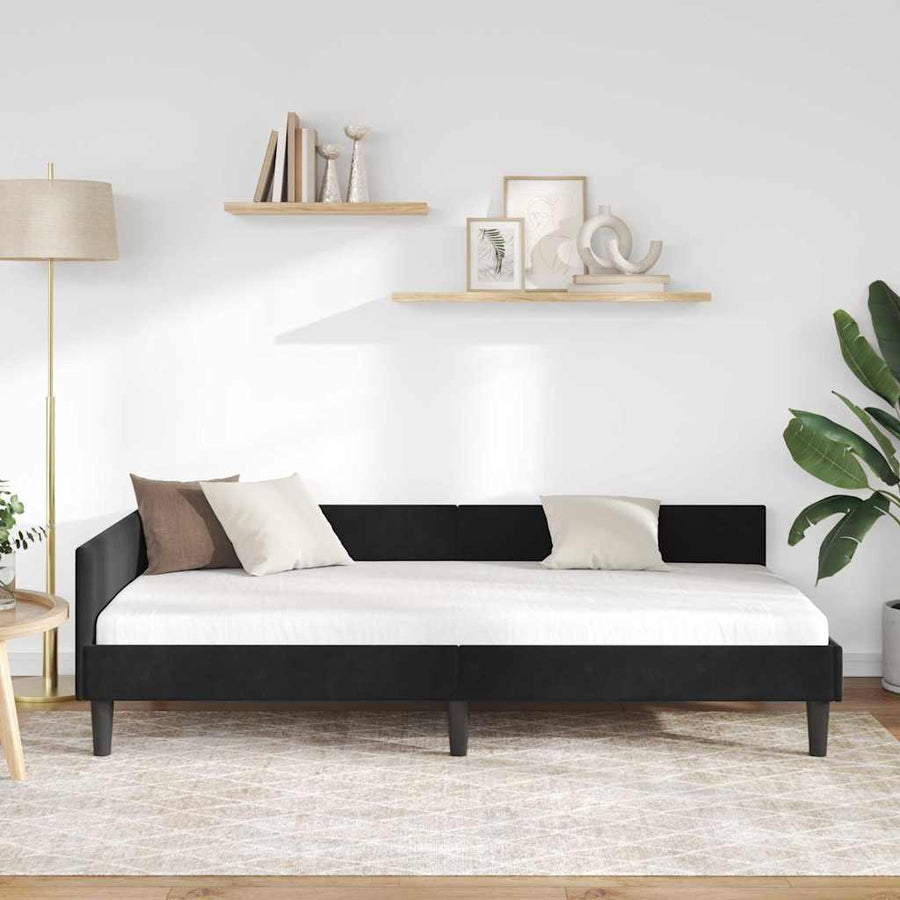 Hoekbedframe Zwart 80 x 200 cm Velvet en Engineered hout