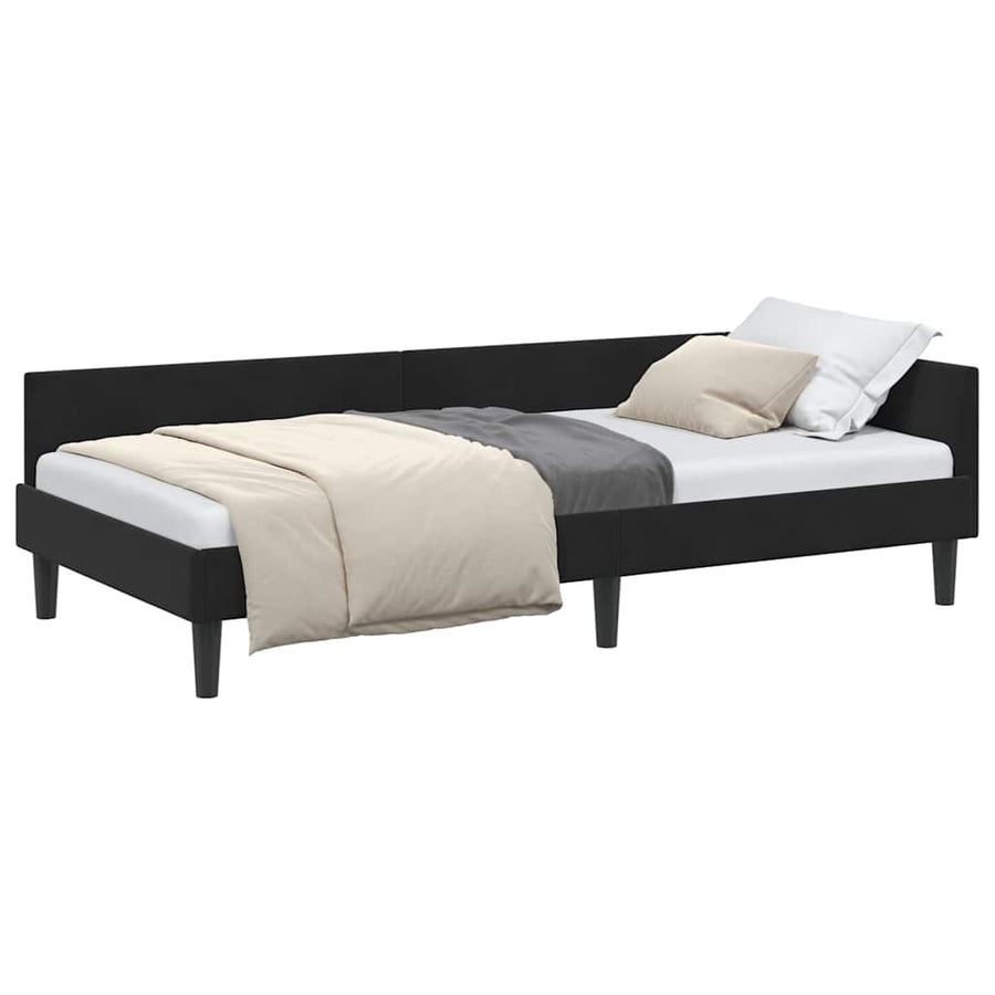 Hoekbedframe Zwart 80 x 200 cm Velvet en Engineered hout
