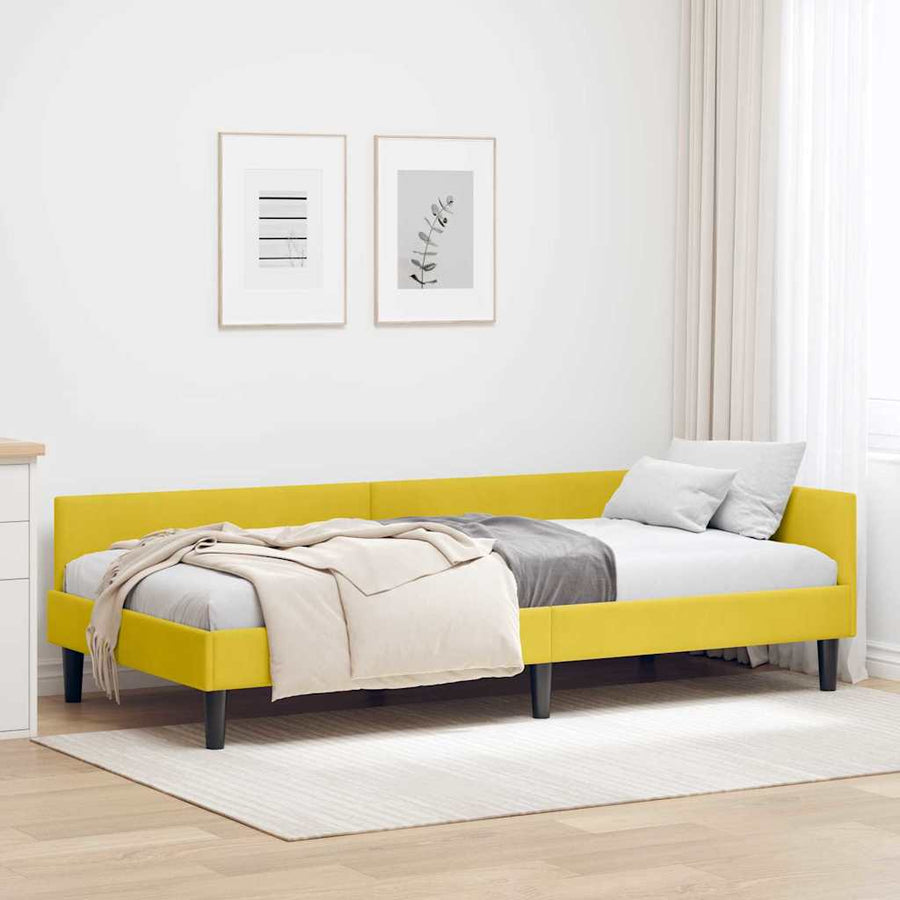 Hoekbedframe Geel 80 x 200 cm Velvet en Engineered hout