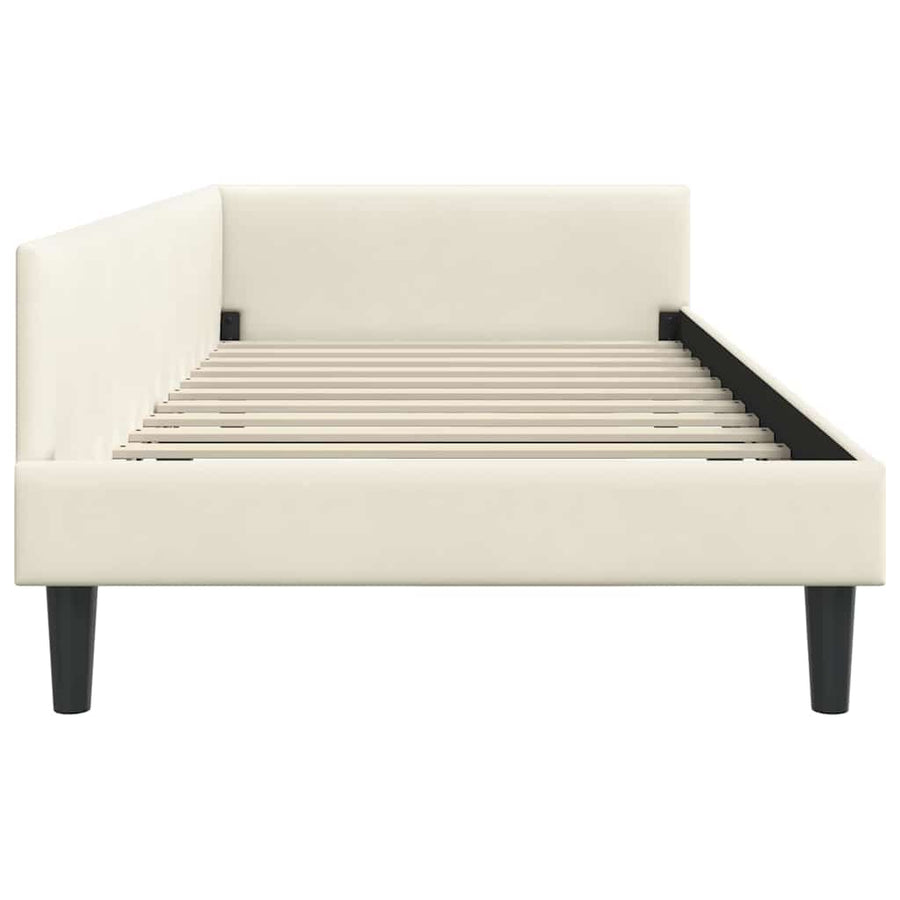 Hoekbedframe Crème 80 x 200 cm Velvet en Engineered hout