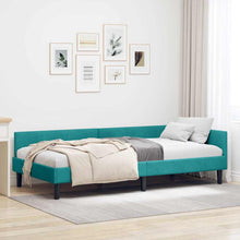 Hoekbedframe Turquoise 80 x 200 cm Velvet en Engineered hout