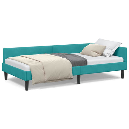 Hoekbedframe Turquoise 80 x 200 cm Velvet en Engineered hout