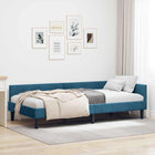 Hoekbedframe blauw 90x190 cm velvet engineered hout