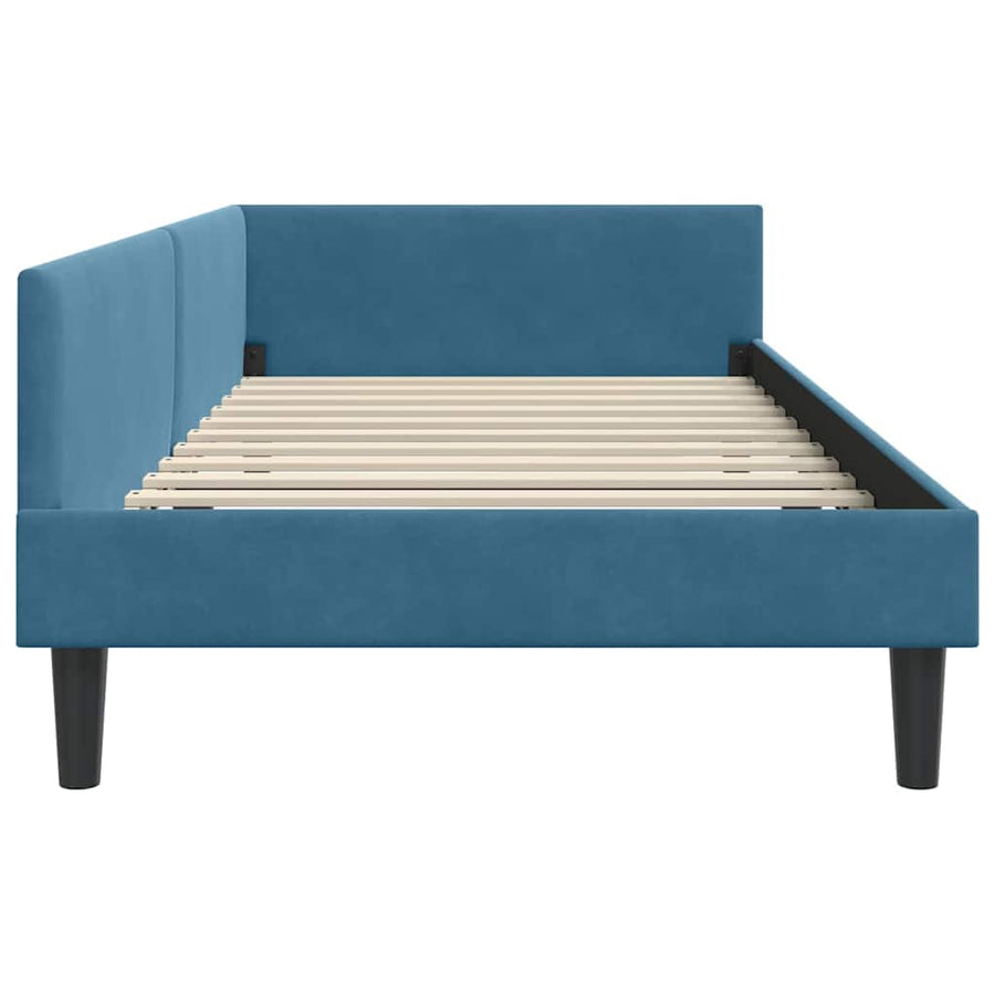 Hoekbedframe Blauw 90 x 190 cm Velvet en Engineered hout