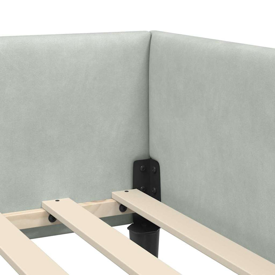 Hoekbedframe Lichtgrijs 90 x 190 cm Velvet en Engineered hout