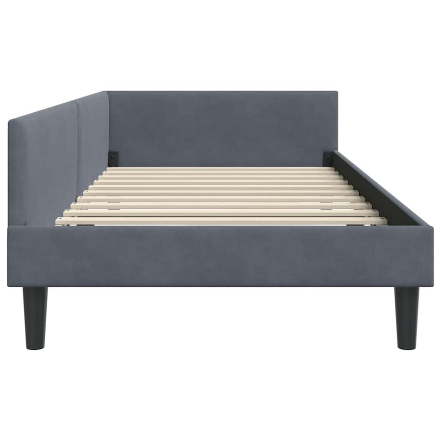 Hoekbedframe Donkergrijs 90 x 190 cm Velvet en Engineered hout