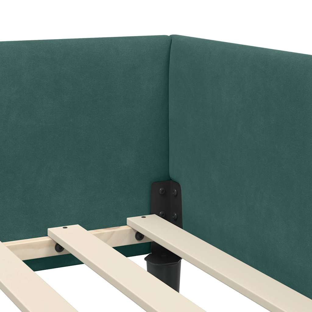 Hoekbedframe Donkergroen 90 x 190 cm Velvet en Engineered hout