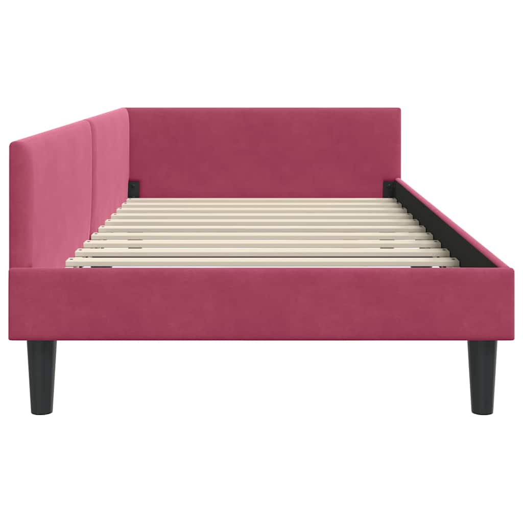 Hoekbedframe Wijnrood 90 x 190 cm Velvet en Engineered hout