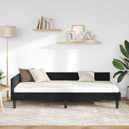 Hoekbedframe Zwart 90 x 190 cm Velvet en Engineered hout