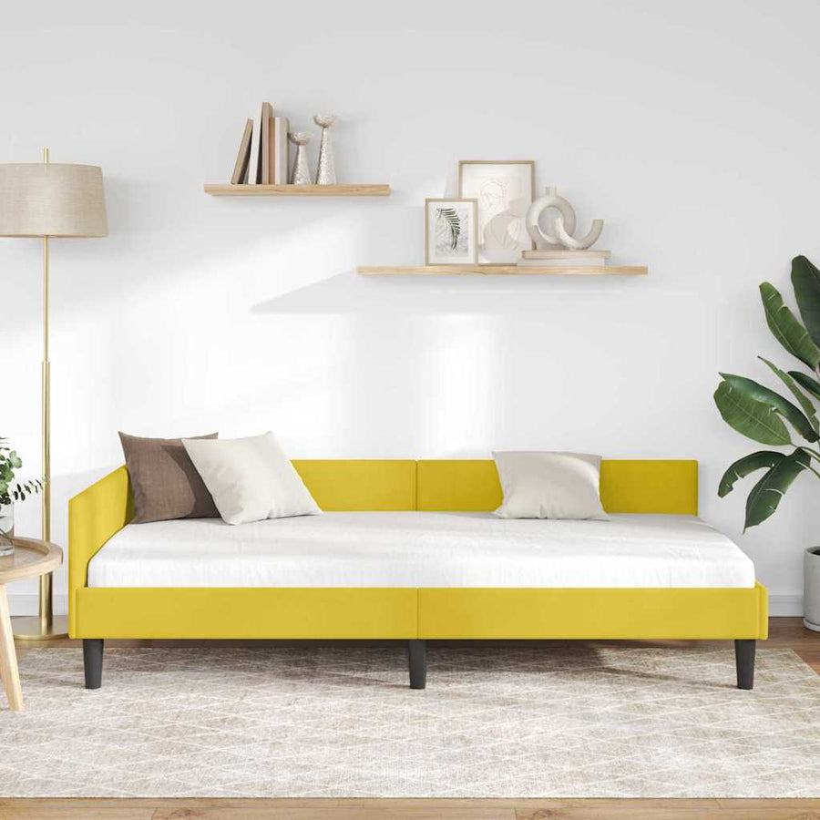 Hoekbedframe Geel 90 x 190 cm Velvet en Engineered hout