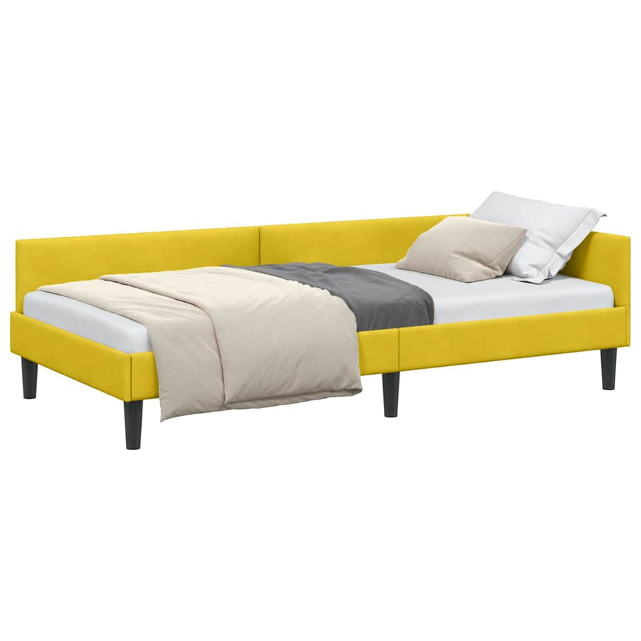 Hoekbedframe Geel 90 x 190 cm Velvet en Engineered hout