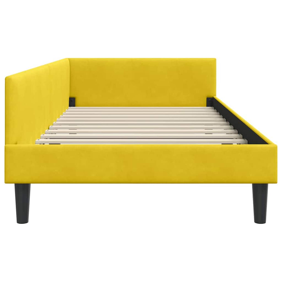 Hoekbedframe Geel 90 x 190 cm Velvet en Engineered hout