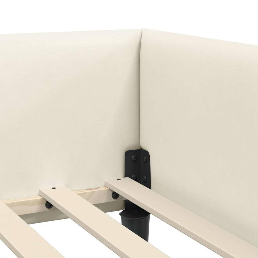 Hoekbedframe Crème 90 x 190 cm Velvet en Engineered hout