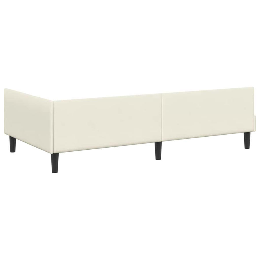 Hoekbedframe Crème 90 x 190 cm Velvet en Engineered hout
