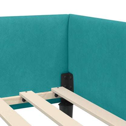Hoekbedframe Turquoise 90 x 190 cm Velvet en Engineered hout