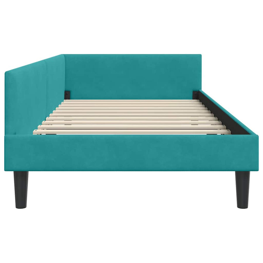 Hoekbedframe Turquoise 90 x 190 cm Velvet en Engineered hout