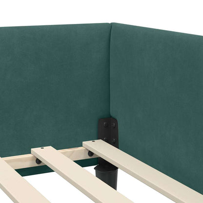 Hoekbedframe Donkergroen 90 x 200 cm Velvet en Engineered hout