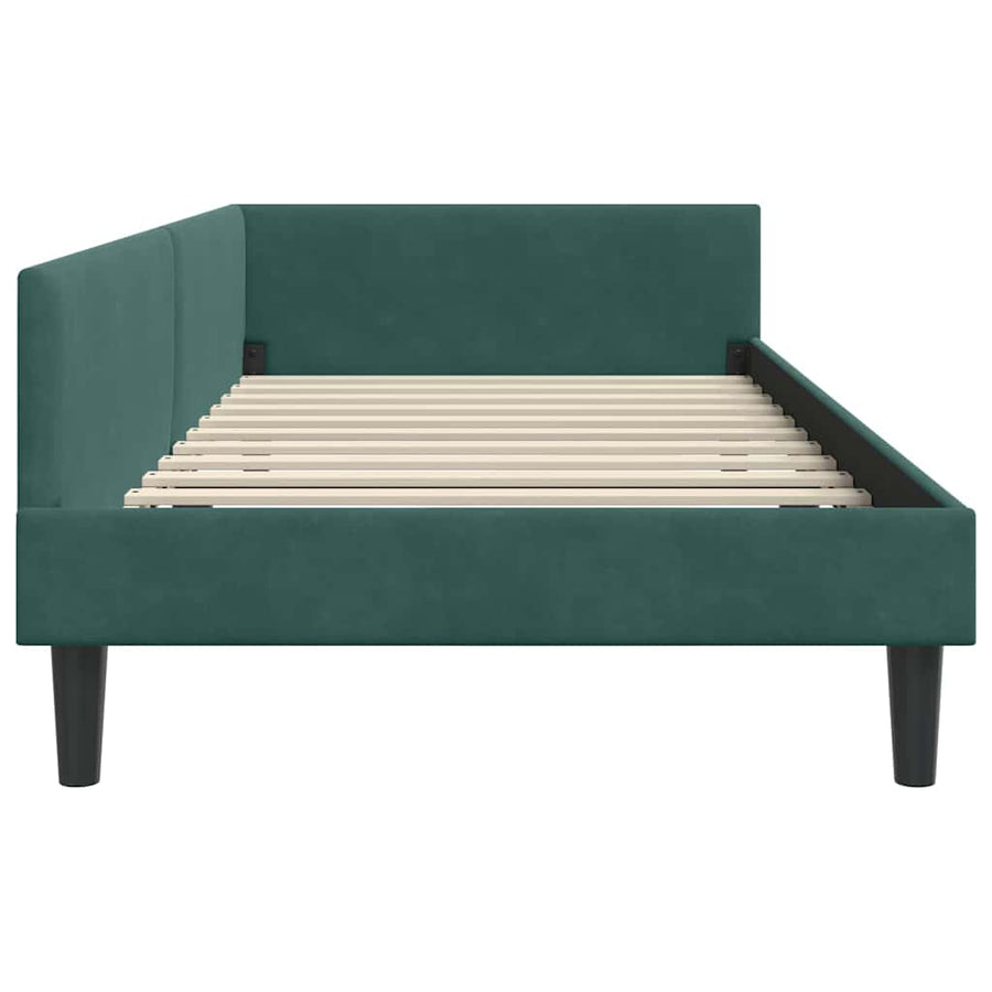 Hoekbedframe Donkergroen 90 x 200 cm Velvet en Engineered hout