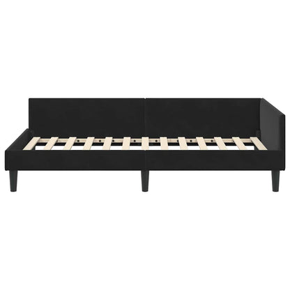 Hoekbedframe Zwart 90 x 200 cm Velvet en Engineered hout