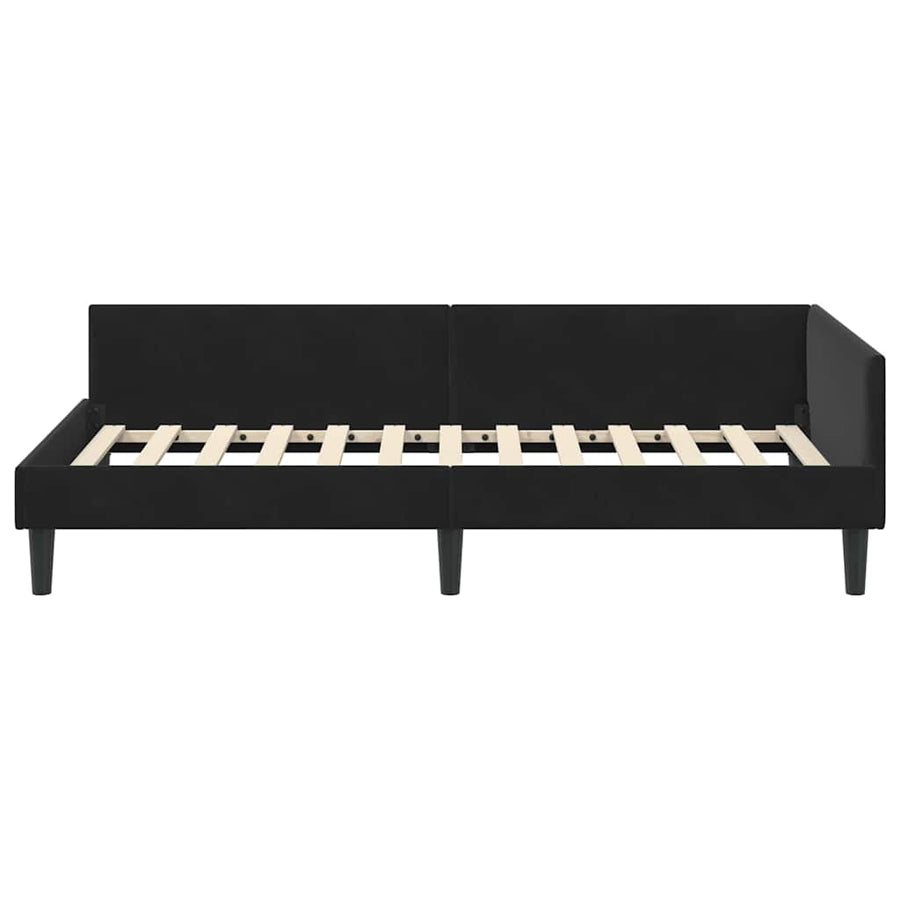 Hoekbedframe Zwart 90 x 200 cm Velvet en Engineered hout