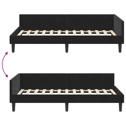 Hoekbedframe Zwart 90 x 200 cm Velvet en Engineered hout