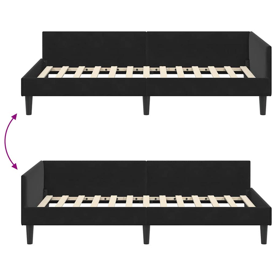 Hoekbedframe Zwart 90 x 200 cm Velvet en Engineered hout
