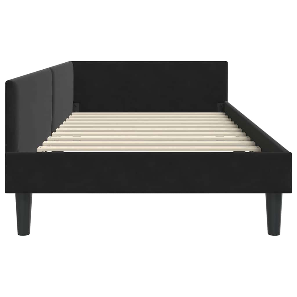Hoekbedframe Zwart 90 x 200 cm Velvet en Engineered hout