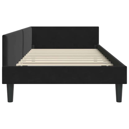 Hoekbedframe Zwart 90 x 200 cm Velvet en Engineered hout