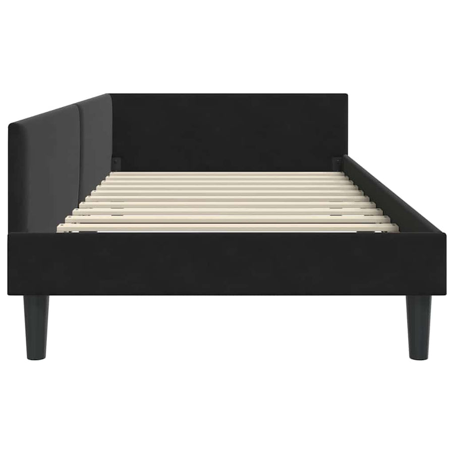 Hoekbedframe Zwart 90 x 200 cm Velvet en Engineered hout