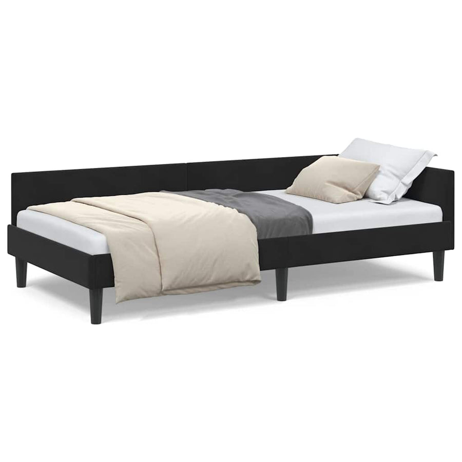 Hoekbedframe Zwart 90 x 200 cm Velvet en Engineered hout