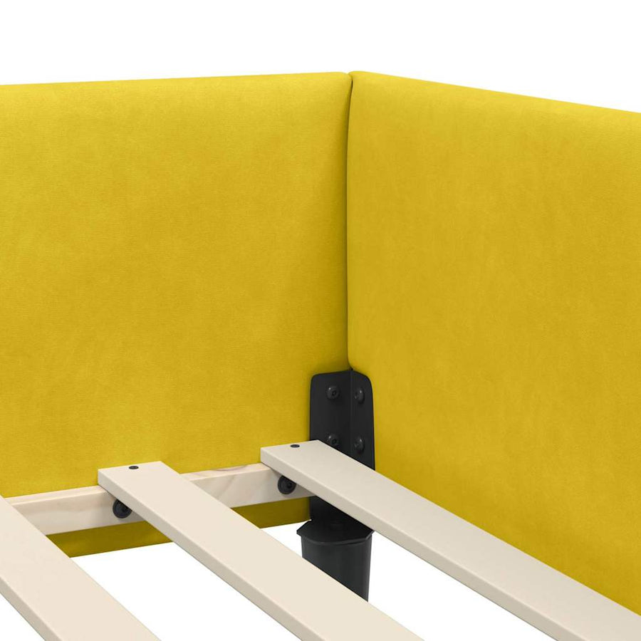 Hoekbedframe Geel 90 x 200 cm Velvet en Engineered hout